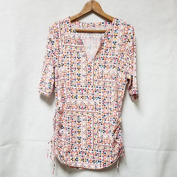 Lands' End Tops - Land's End Stretchy Geometric Multi-colored Blouse Lands' End Tops - Land's End Stretchy Geometric Multi-colored Blouse